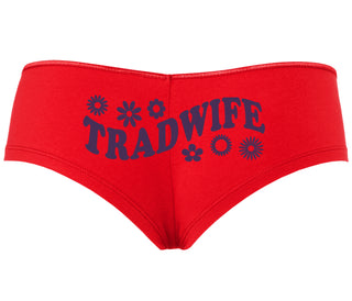 TradWife - Flower Design - Red Boyshort