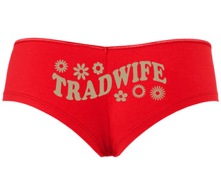 TradWife - Flower Design - Red Boyshort