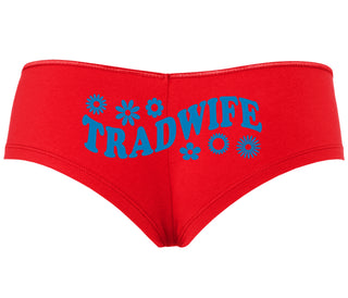 TradWife - Flower Design - Red Boyshort