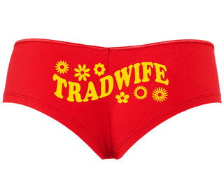 TradWife - Flower Design - Red Boyshort