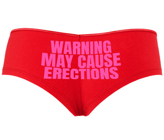 Warning May Cause Erections - Red Boyshort