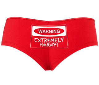 Warning Extremely Horny - Red Boyshort