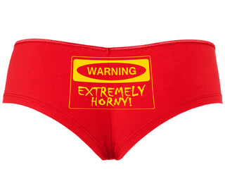 Warning Extremely Horny - Red Boyshort