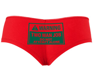 Warning Two Man Job - Red Boyshort