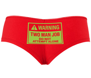 Warning Two Man Job - Red Boyshort