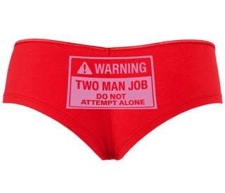 Warning Two Man Job - Red Boyshort