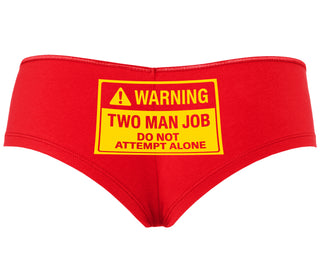 Warning Two Man Job - Red Boyshort