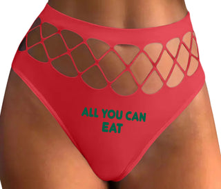 All You Can Eat - Red Fishnet Thong