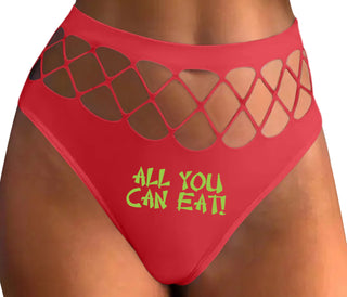 All You Can Eat Chinese Takaway Style - Red Fishnet Thong
