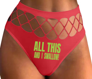 All This And I Swallow - Red Fishnet Thong