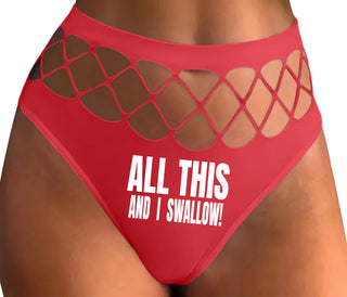 All This And I Swallow - Red Fishnet Thong