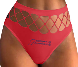 Always Down For Shenanigans - Red Fishnet Thong