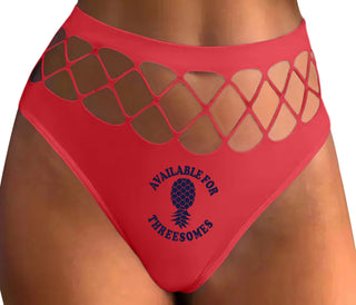Available for Threesomes - Swinger Pineapple - Red Fishnet Thong