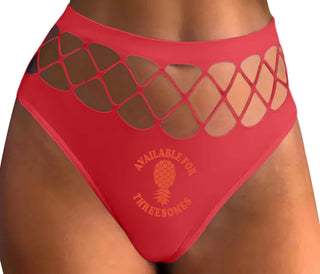 Available for Threesomes - Swinger Pineapple - Red Fishnet Thong