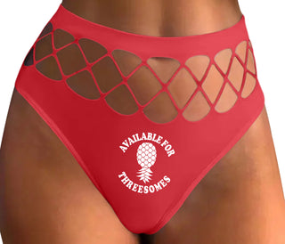 Available for Threesomes - Swinger Pineapple - Red Fishnet Thong