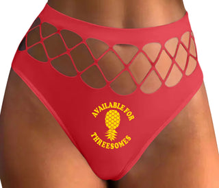 Available for Threesomes - Swinger Pineapple - Red Fishnet Thong