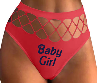 Baby Girl - Red Fishnet Thong