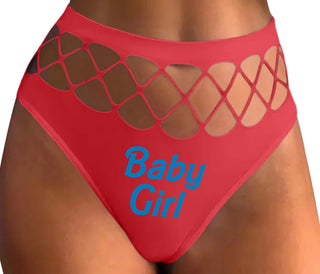 Baby Girl - Red Fishnet Thong