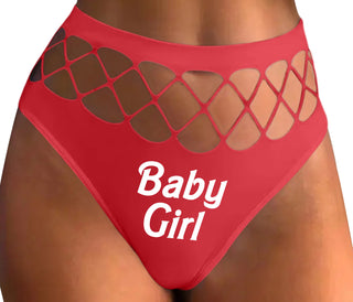 Baby Girl - Red Fishnet Thong