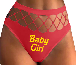 Baby Girl - Red Fishnet Thong