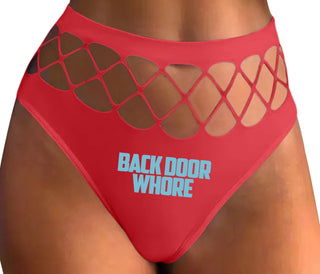 Back Door Whore - Red Fishnet Thong