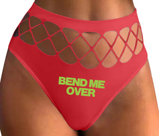 Bend Me Over - Red Fishnet Thong