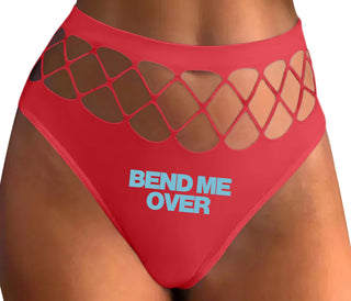 Bend Me Over - Red Fishnet Thong