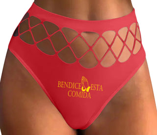 Bendice Esta Comida - Bless This Meal - Red Fishnet Thong