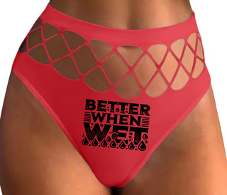 Better When Wet - Red Fishnet Thong