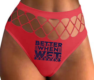 Better When Wet - Red Fishnet Thong