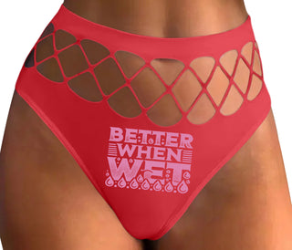 Better When Wet - Red Fishnet Thong