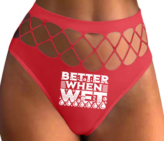 Better When Wet - Red Fishnet Thong