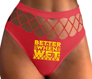 Better When Wet - Red Fishnet Thong