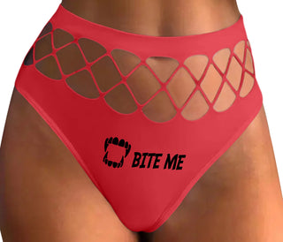 Bite Me - Red Fishnet Thong
