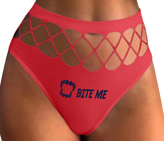 Bite Me - Red Fishnet Thong