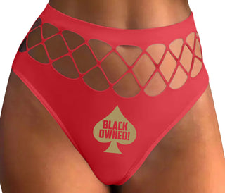 Black Owned - Queen of Spades - Red Fishnet Thong