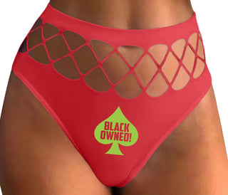 Black Owned - Queen of Spades - Red Fishnet Thong