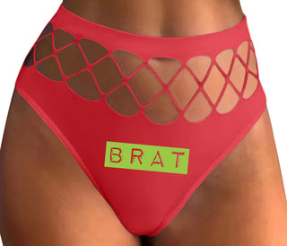 Brat - Red Fishnet Thong