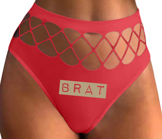 Brat - Red Fishnet Thong