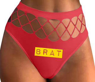 Brat - Red Fishnet Thong