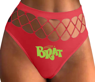 Brat - Red Fishnet Thong