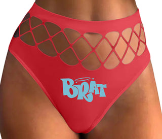 Brat - Red Fishnet Thong