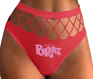 Brat - Red Fishnet Thong