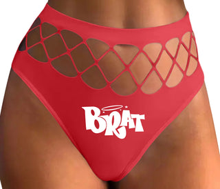 Brat - Red Fishnet Thong