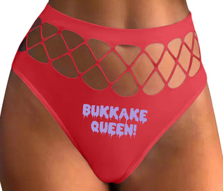 Bukkake Queen - Red Fishnet Thong