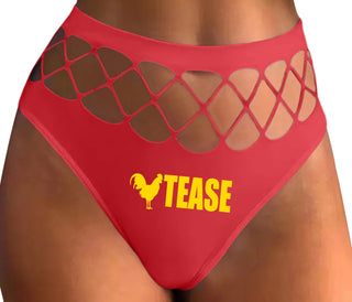 Cock Tease - Rooster - Red Fishnet Thong