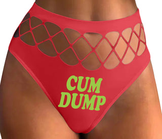 Cum Dump - Bold Design - Red Fishnet Thong