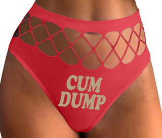 Cum Dump - Bold Design - Red Fishnet Thong