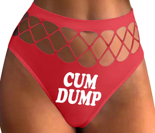 Cum Dump - Bold Design - Red Fishnet Thong