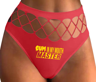 Cum In My Mouth Master - Red Fishnet Thong